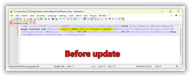 Before and After update comparison in Notepad++
